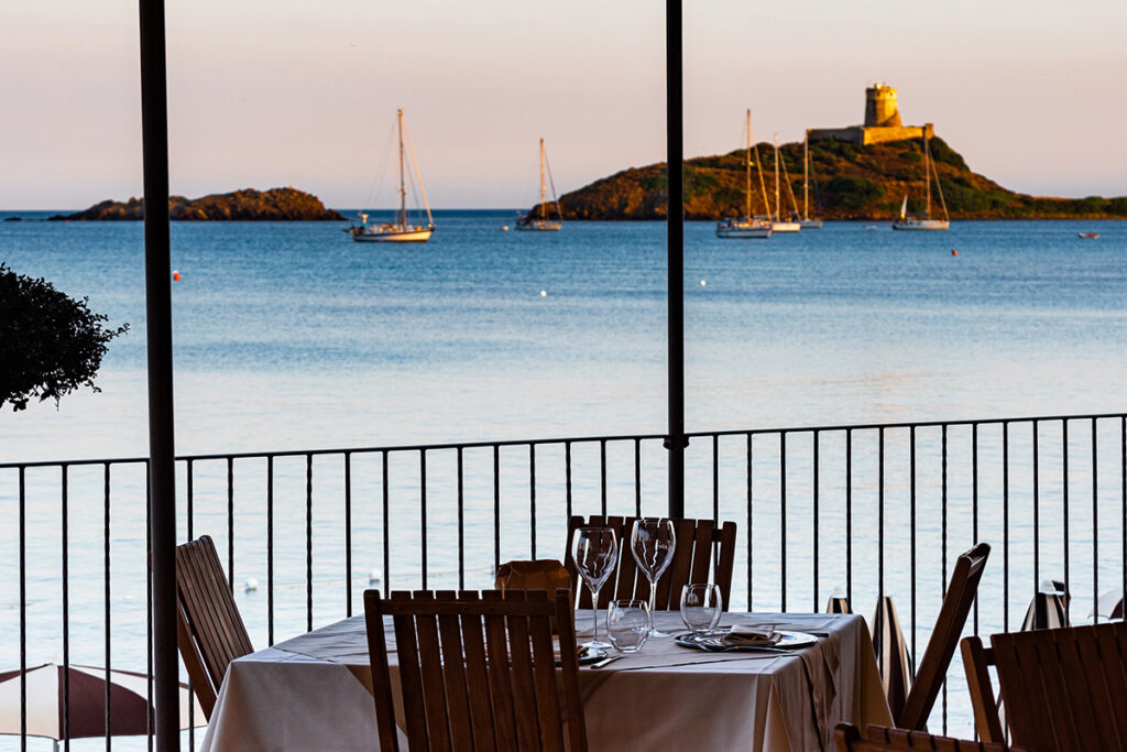 Panoramic sea view terrace at Don Carlo Restaurant near Nora South Sardinia