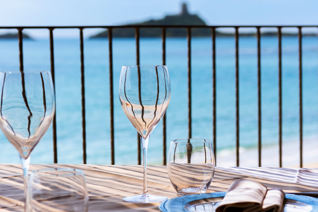 Panoramic sea view terrace at Don Carlo Restaurant near Nora South Sardinia