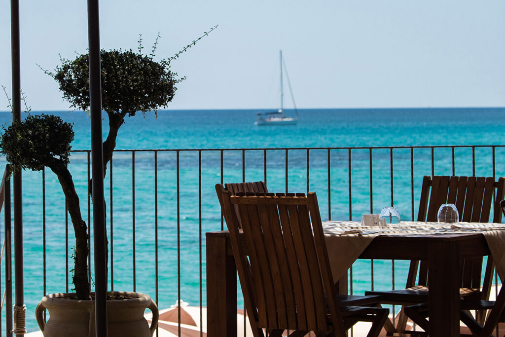 Panoramic sea view terrace at Don Carlo Restaurant near Nora South Sardinia