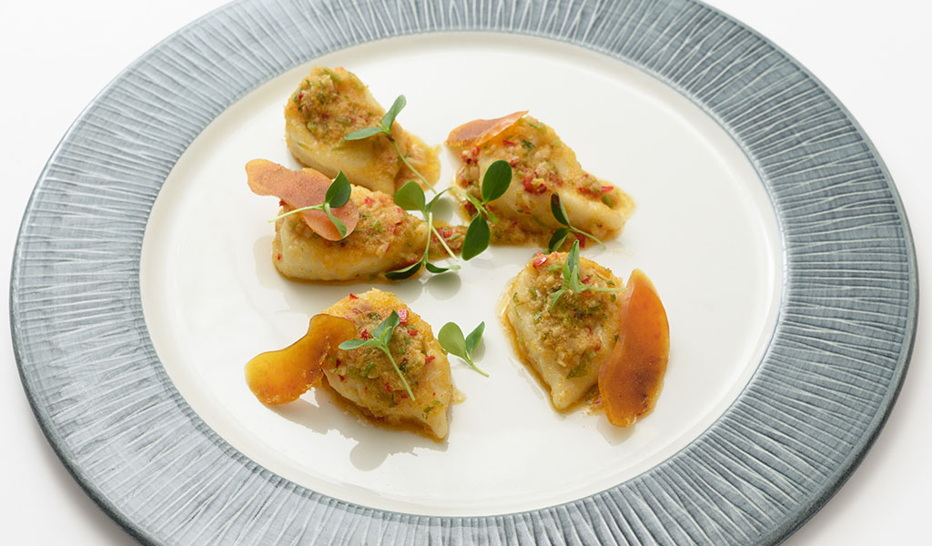 Piatto gourmet della tradizione sarda rivisitata presso il Ristorante Don Carlo a Pula